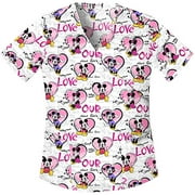 Simply Basic Love Mickey Mock Wrap Scrub Top