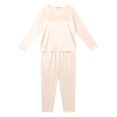 thumbnail image 3 of Maplenight Women's Satin Pajama Set Plus Size Lounge Set Crew Neck Long Sleeve Top & Long Pants 2 Piece Silk Sleepwear Loungewear, 3 of 6