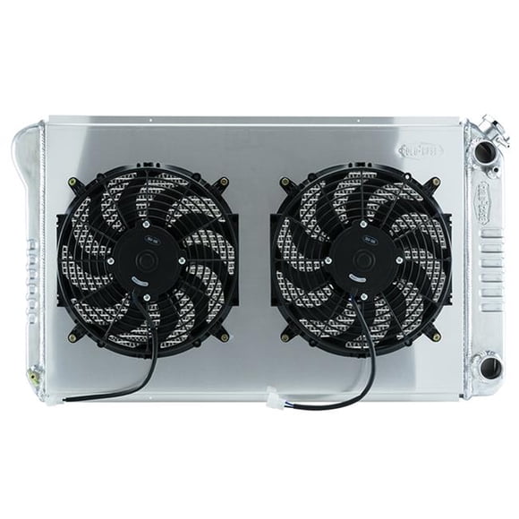 Cold Case Radiators CCRCHC557AK 33.20 x 19 x 3 in. Passenger Side Inlet Passenger Side Outlet Radiator & Fan for 1970-1981 F-Body GM Small Block Chevy - Polished