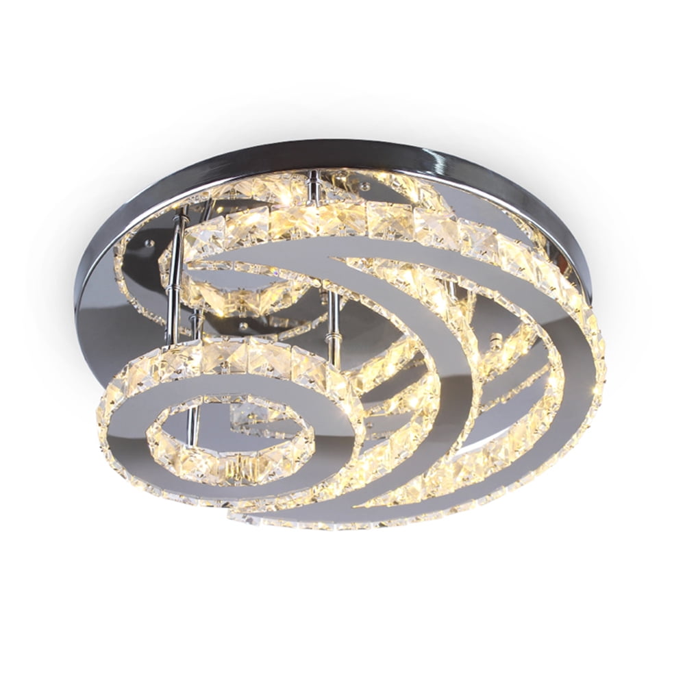 FRIXCHUR Modern LED Moon Crystal Ceiling Light for Dining Room Bedroom Living Room(Warm White)