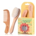 thumbnail image 1 of DEBGFS 2 Pack Baby Hair Brush and Comb Set for  - Natural Wooden Hairbrush with Soft Bristles for Cradle Cap - Perfect Scalp Grooming Product for Infant, Toddler, Kids, 1 of 7
