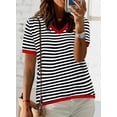 thumbnail image 2 of KISSMODA Womens Casual Tops Summer Short Sleeve T Shirt Striped Color Block Pullover Blouses, 2 of 5
