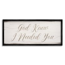 Stupell Industries God Knew I Needed You Romantic Religious Phrase Framed Wall Art, 30 x 13, Design by Daphne Polselli