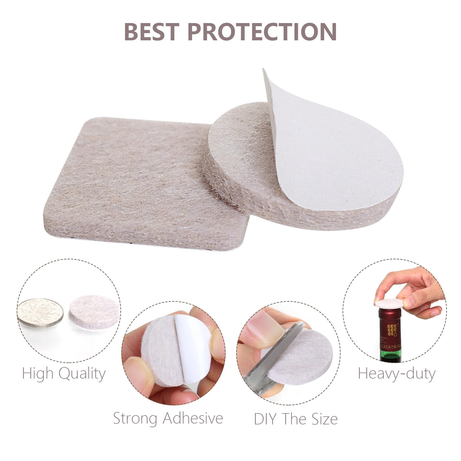Felt Furniture Pads For Hardwood Floors -24 2.5" Chair  Floor Protectors Beige