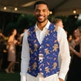thumbnail image 4 of Yuyamidu Gingerbread Man Men's Suit Vest Candy Canes Casual Waistcoat Vest for Men Size M Christmas Leisure Dress Business Vests for Wedding Party Tuxedo V-neck Waistcoat with Pockets, 4 of 7