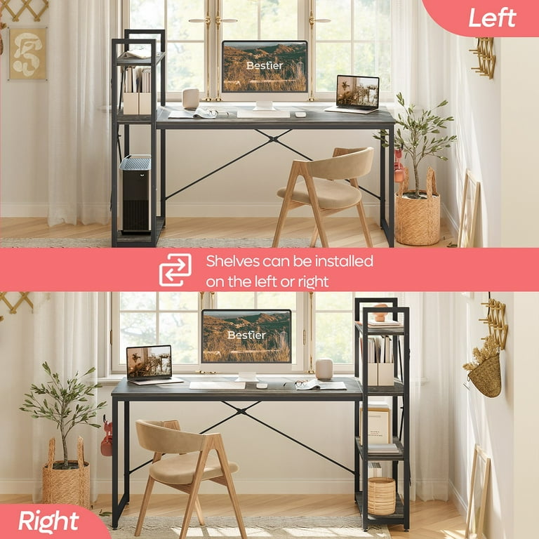 Bestier 55 inch computer sale desk with shelves