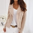 thumbnail image 3 of VIWORLD Women's Casual Solid Color Zip-Up Slim Fit Lapel Collar Pockets Long Sleeve Spring Jacket Apricot M, 3 of 5