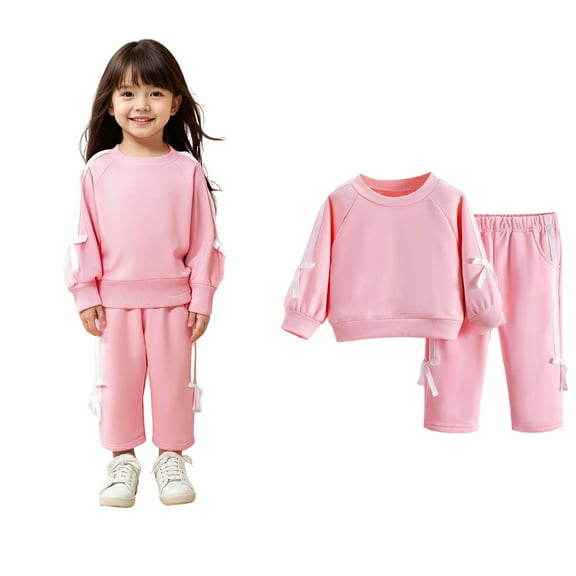 Girls Jogger Set Long Sleeve Solid Crewneck Red Casual Sweatshirt and Jogger Pants 2 Pcs Fall Clothes Boys Outfits Size 12-18 Months Boys Girls Fashion