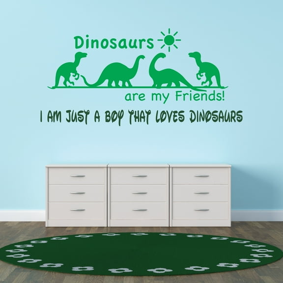Animal Wall Decals for Boy's Bedroom - Friends Dinosaurs Standing together Wall Sticker Decal With Easy Installation Instructions Kid's Bedroom Décor Wall Sticker - Size: 10 In x 5 In