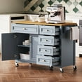 thumbnail image 4 of Harper & Bright Designs Kitchen Island with Drop Leaf, Rolling Kitchen Islands on Wheels with Drawer, Kitchen Storage Island with Adjustable Shelf, Blue+Grey, 4 of 10