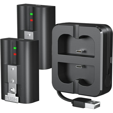 2 Packs 6040mAh V4 Rechargeable Battery with Dual USB Charging Station,Compatible with Ring Doorbell 2/3/4/3 Plus/, Spotlight Cam, Stick Up Cam