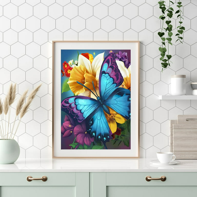 Glow Butterfly DIY 5D Adult Diamond Art Gem Painting Kit 11.8 x 15.7 NEW