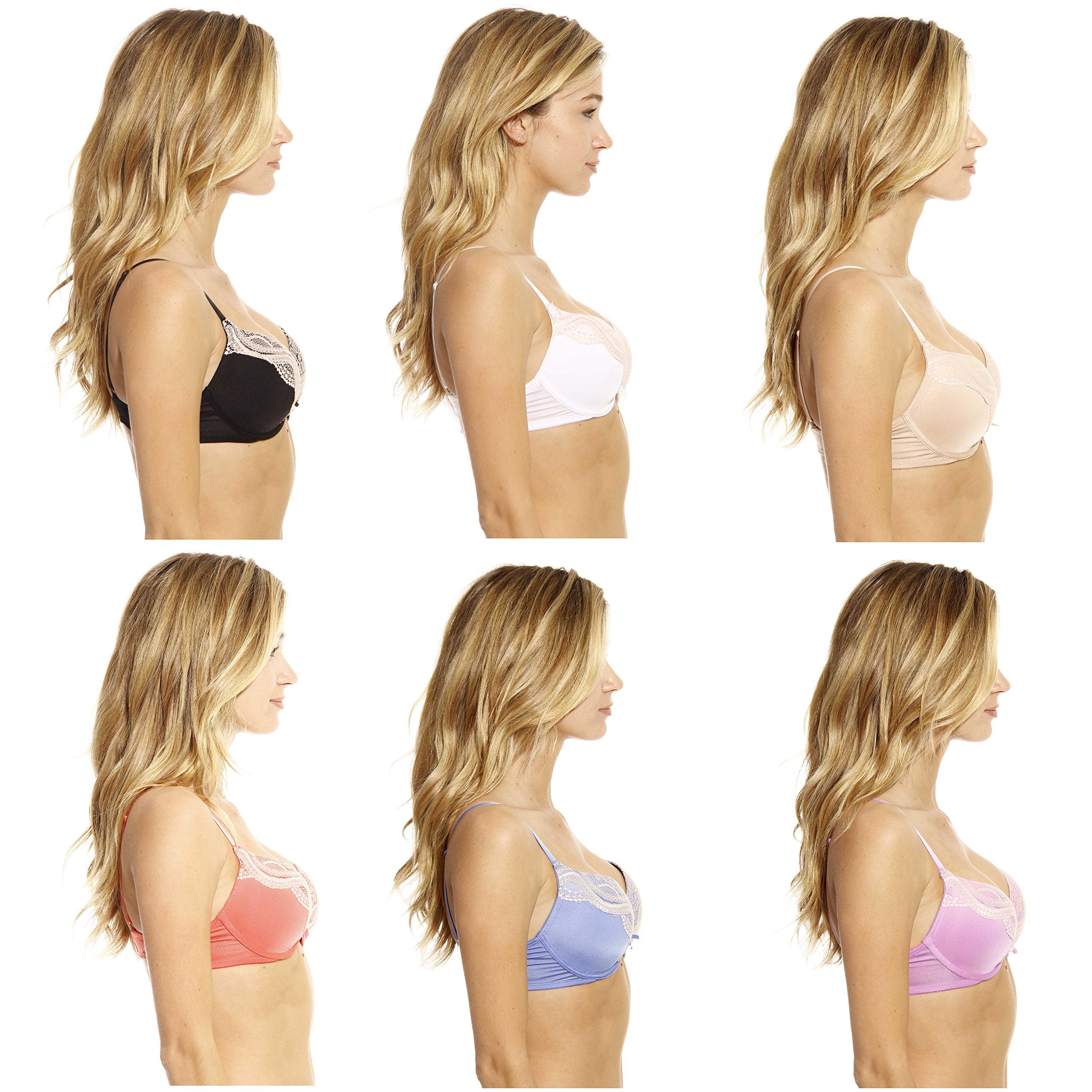 Just Intimates Double Push Up Bras for Women (Pack of 6) (Double