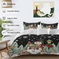 thumbnail image 3 of Christmas Comforter Set California King Size, Cute Hat Snowman Xmas Box Pine Trees Snow Black Soft Bedding Set for Man Woman, 4 Pieces Duvet Cover Set with Fitted Sheet, 2 Pillowcases, 3 of 9