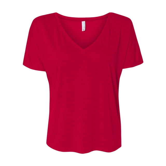 BELLA 8815 BELLA+CANVAS T-Shirt Basique Fluide à Col en V pour Femmes 8815, 2TG, Rouge