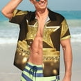thumbnail image 7 of Fuzoiu Golden Glitter And Light Print Hawaiian Shirt for Men, Summer Beach Casual Short Sleeve Button Down Shirts, Men’s Beach Summer Shirts with Pocket,3X-Large, 7 of 7