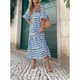 thumbnail image 2 of Women Boho Floral Puff Sleeve Tiered Maxi Dress Casual Layered Loose Vacation Beach Long Dress, 2 of 7