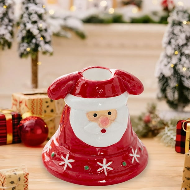 Santa Claus Snowman Ceramic Candle Holders Festive Romantic Candle Holders Decor Candlelight Dinner Ambiance Accessory
