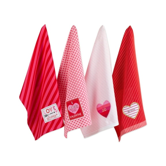 Assorted Valentines Embellished Dishtowel (Set of 4)