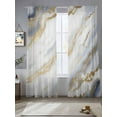 thumbnail image 2 of White Gold Marble Sheer Curtains 96 Inch Length 2 Panels Set, Abstract Blue Simple Geometric Voile Window Treatment Semi Sheer Long Curtains Drapes for Bedroom/Living Room/Kitchen 52"x96"x2, 2 of 7
