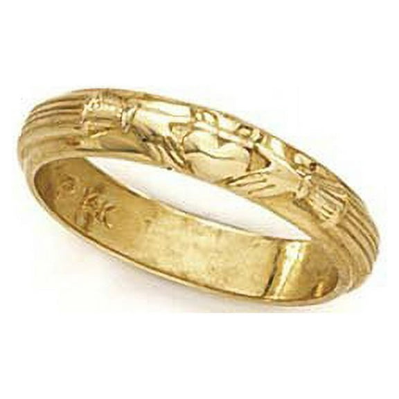 14k Yellow Gold Polished Claddagh Ring - 2.8 Grams - Size 7.0