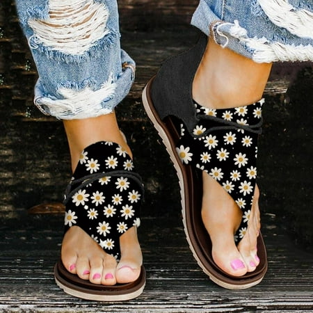 

BRISEZZS Flat Sandals for Women- Beach Sandals Casual Clip-Toe Open Toe Summer Sandals #321 Black