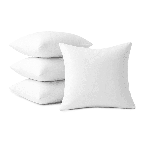 Beddora Throw Pillow Inserts 18 x 18 Inch, Pack of 4 Decorative Pillows for Couch, Sofa & Bed, White