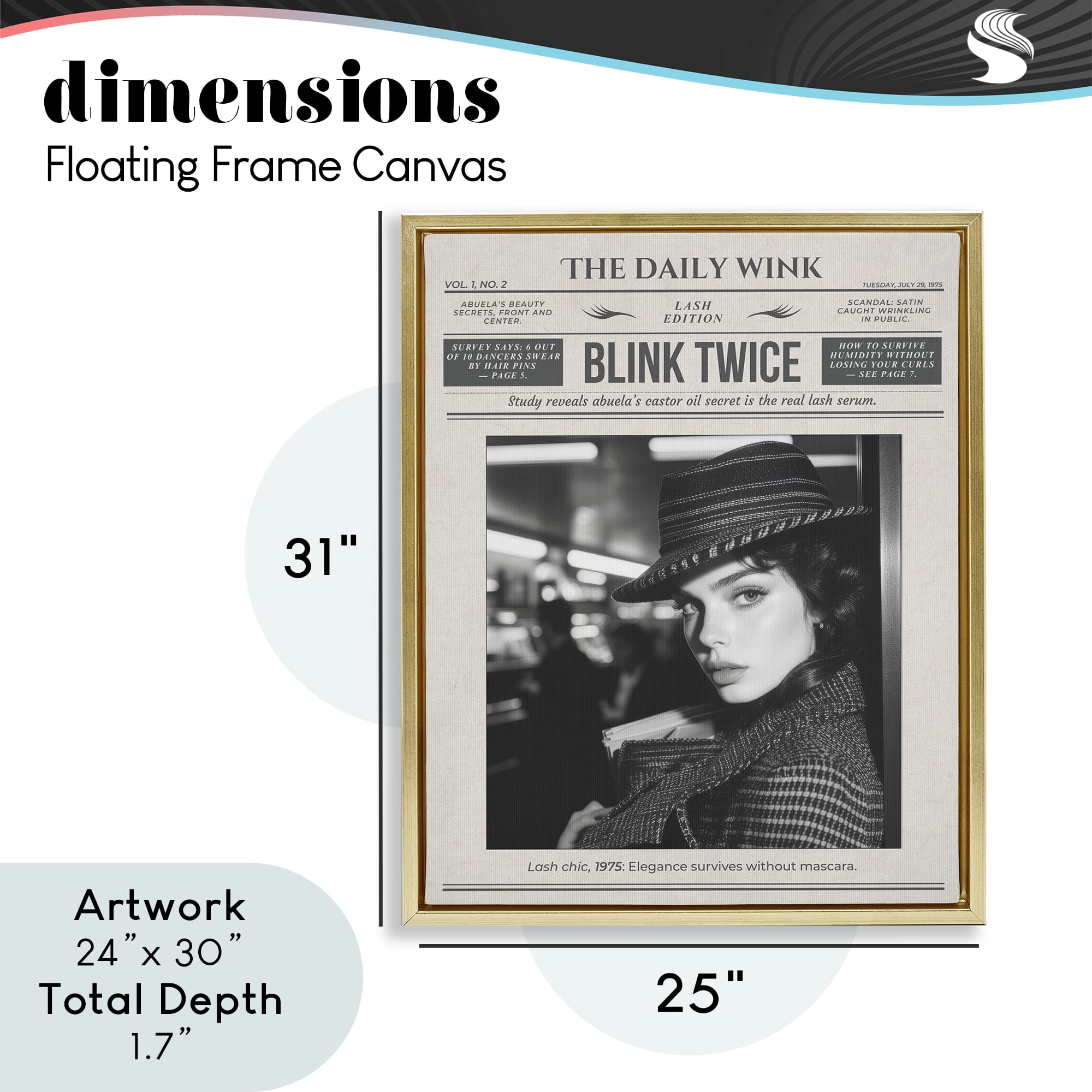 The Daily Wink Magazine Gold Framed Floater Canvas Wall Art, design by A Barefoot Stylist