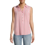 Time and Tru Women's Sleeveless Henley Popover Top