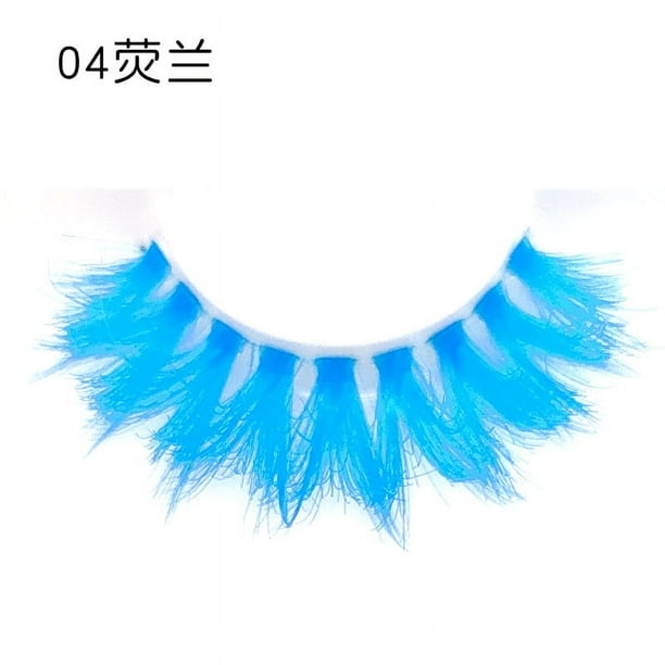 Zhuge Pestañas de colores, pestañas de visón, racimos de pestañas de colores esponjosos, pestañas postizas de ojo de gato, largas y gruesas, rizadas, 5 pares (A11)