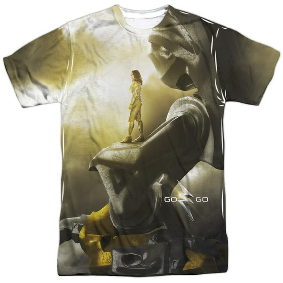 Power Rangers Men's Yellow Zord Poster Sublimation T-shirt White