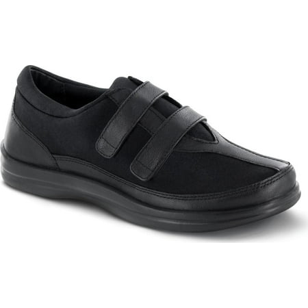 

Women s Apex Donna Dual Strap Stretch Shoe Black Leather/Fabric 10.5 M