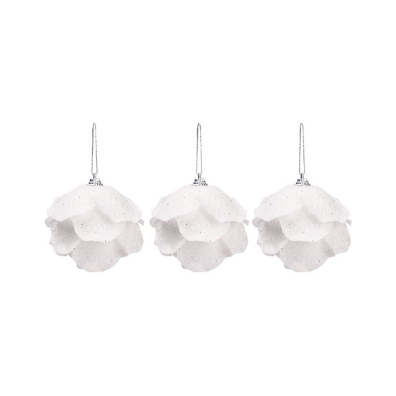 Christmas Ornaments Sets, 3.15 Inches 3 PCS Large Christmas Tree Decorations Ornament White Pinecone Ball Home Decoration Wedding Party Decorations