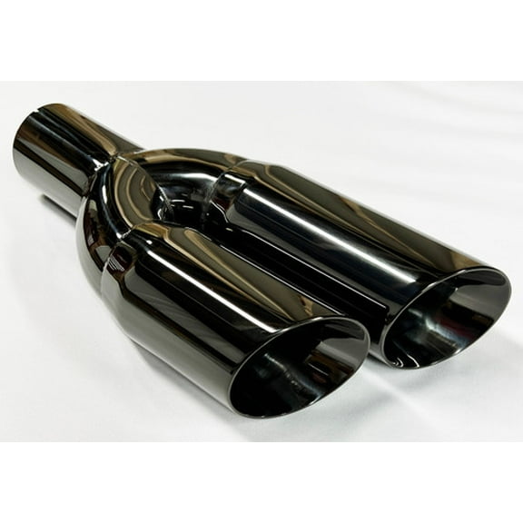 Exhaust Tip 2.50 Inlet 3.00 Outlet 13.00 long WDWDRS30013-250-BC-SS Dual Round Slant Black Chrome 304 Stainless Wesdon Exhaust Tip