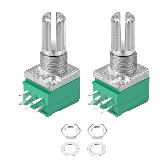 Uxcell 5K Ohm Variable Resistors Double Rotary Carbon Film Taper Potentiometer 2pack