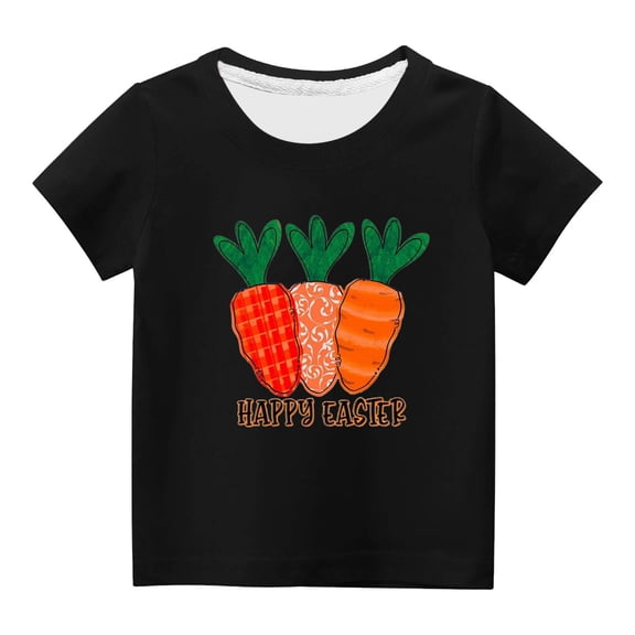 Penkiiy Boys Girls Easter Shirts Tshirt Short Sleeve Top Funny Graphic Tshirts 4 Years Black