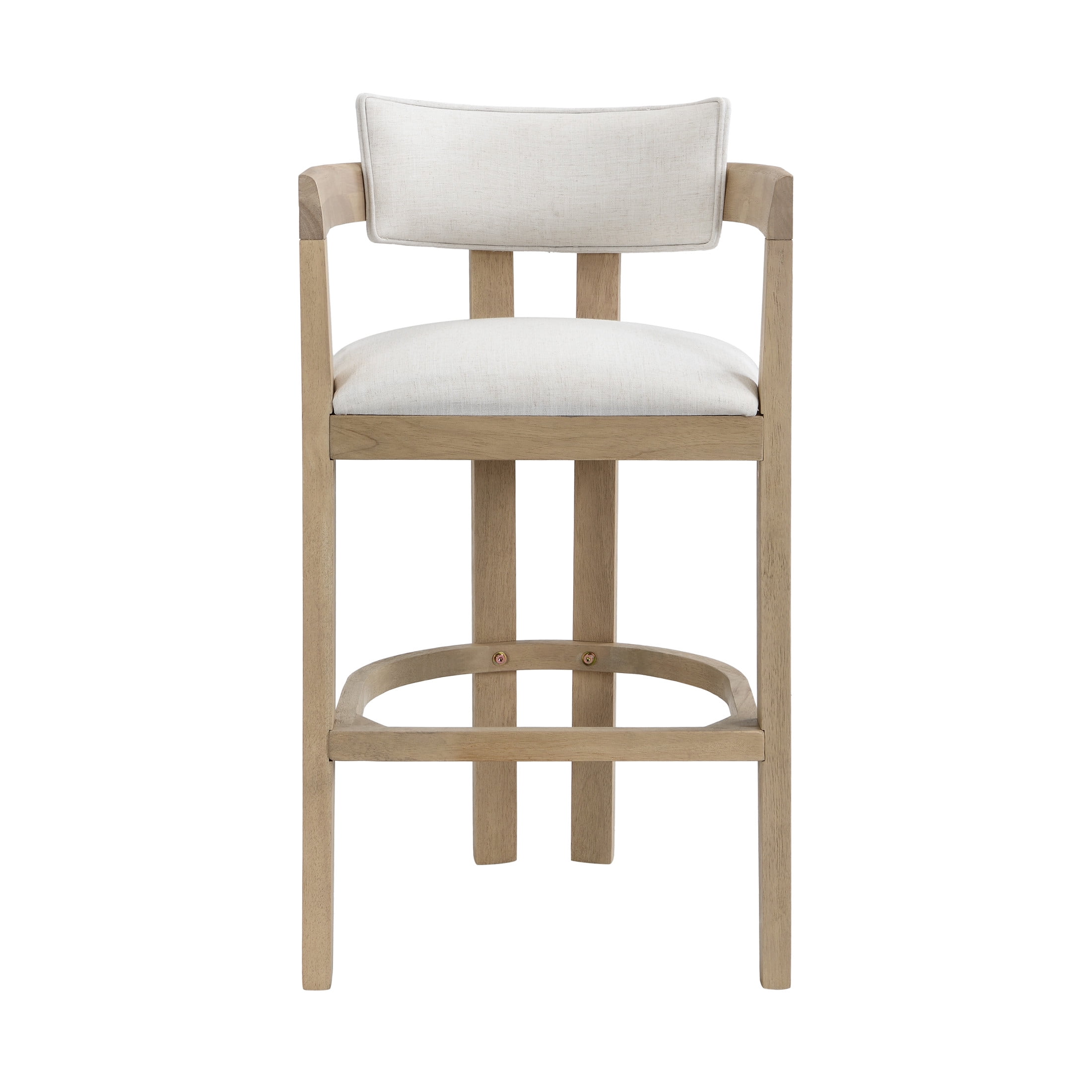 Christopher Knight Home Minimalist Upholstered Bar Stools with Curved Backrest, Solid Wood Frame, Light Ash, Set of 2
