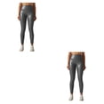 thumbnail image 4 of Leggings de cuero PU Minnieouse para mujer de cintura alta color Gris SG 2piezas, 4 of 6