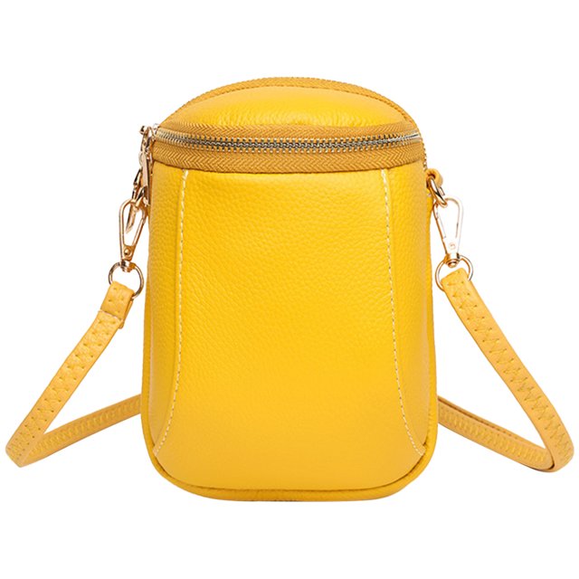 Bolso bandolera vintage de cuero genuino Bolso diario ligero de color sólido para damas