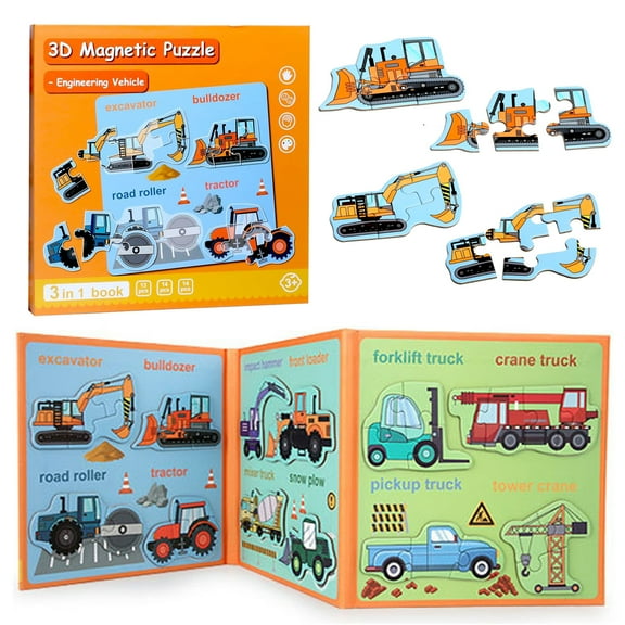 Adhesive Puzzles for Infants and Toddlers Ages 1 - 3 Puzzles for Kids Ages 1-3, Travel Toddler Puzzles Ages 2-4 Year, Excavator Refrigerator Toys for Kids Learning Gift for Road Trip