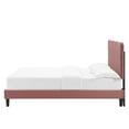 thumbnail image 3 of Platform Bed Frame, Full Size, Pink, Velvet, Bedroom, Modern Contemporary Boutique HB35292, 3 of 12