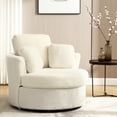 thumbnail image 2 of KINFFICT Teddy Swivel Barrel Chair Accent Chair, Oversized Comfy Armchair with Pillows, Modern Leisure Sofa Chair for Living Room Bedroom, Ivory, 2 of 8