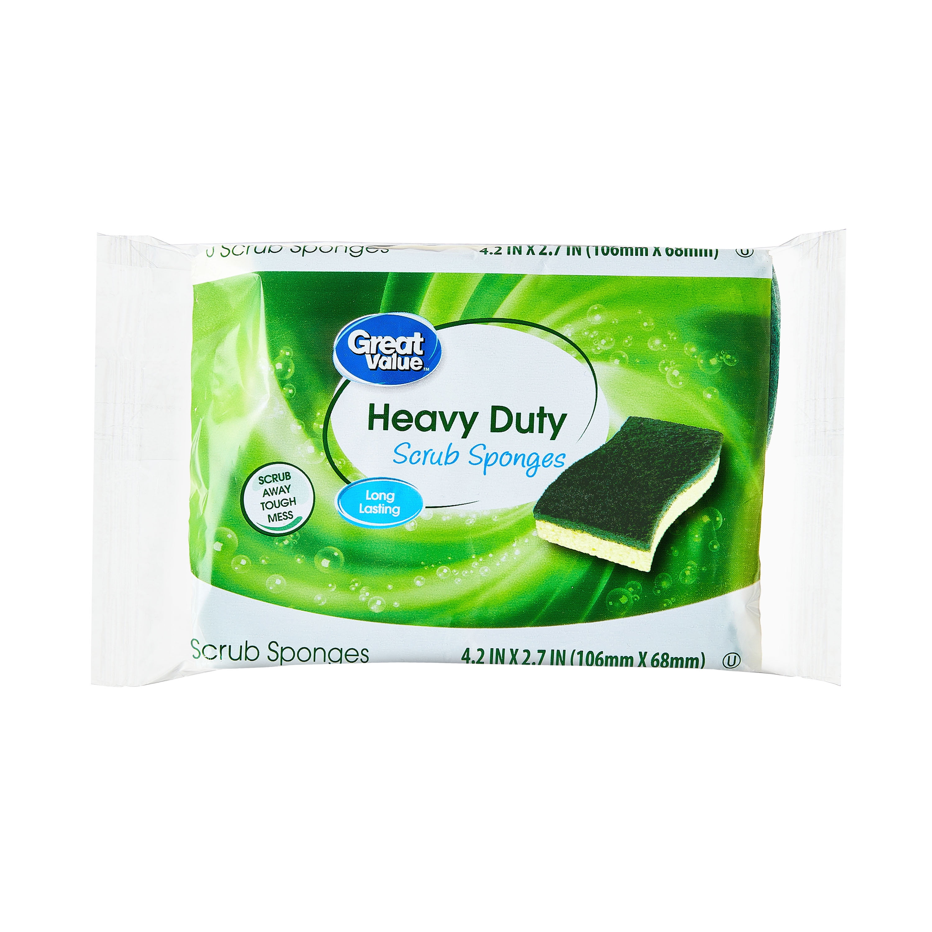 (6 pack) Great Value Heavy Duty Scrub Sponges, 8 Count