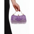 thumbnail image 2 of REMANLAND Women's Sparkling Rhinestone Fringe Evening Handbag with Top Handle and Chain Strap, Purple, 2 of 8