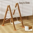 thumbnail image 4 of 3 Step Lightweight Aluminum Folding Ladder, Portable Step Stool with Wide Anti-Slip Pedals, 330 lbs Capacity for Home,Cleaning Tasks（White&Woodgrain）, 4 of 14