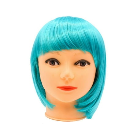 Aqua Bob Wig with Bangs
