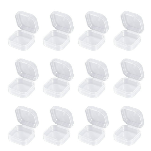 Milisten 12pcs Mini Clear Plastic Storage Boxes Square Multipurpose Display Cases Portable Cover Medicine Boxes for Travel Outdoor