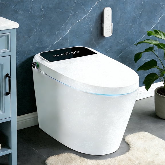 WANSID Smart Toilet With Tankless Bidet Wash, Auto-open Lid/seat, 1.28 Gallons Auto Dual Flush, Heat Seat, Warm Wash/dryer, Soft Closing, Remote Control