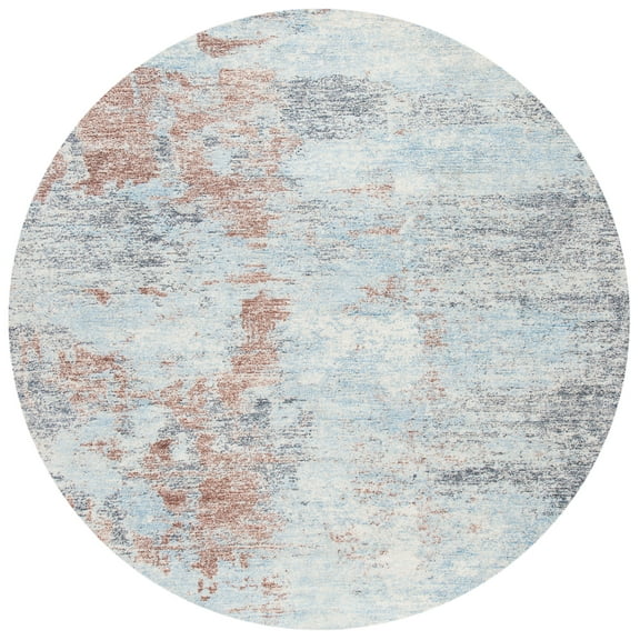 SAFAVIEH Restoration Vintage Janae Abstract Area Rug, Blue/Brown, 6' x 6' Round