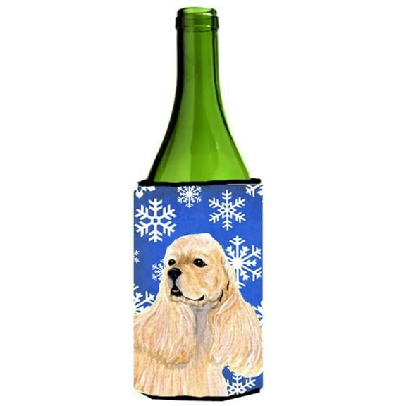 Cocker Spaniel Winter Snowflakes Holiday Wine bottle sleeve Hugger - 24 oz.